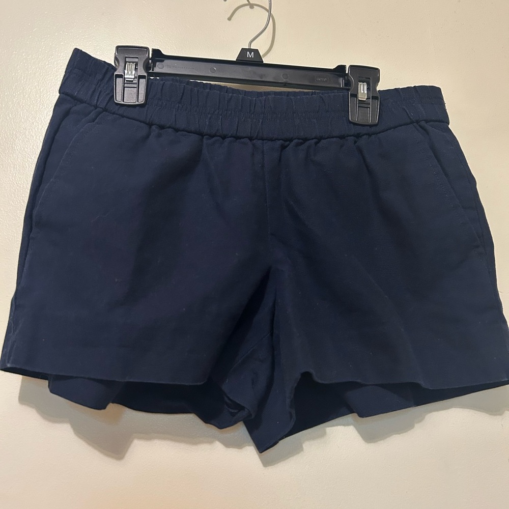 J. Crew Women’s Tropez shorts Sz 00  Navy Elastic Waist 100% Cotton Side Pockets
